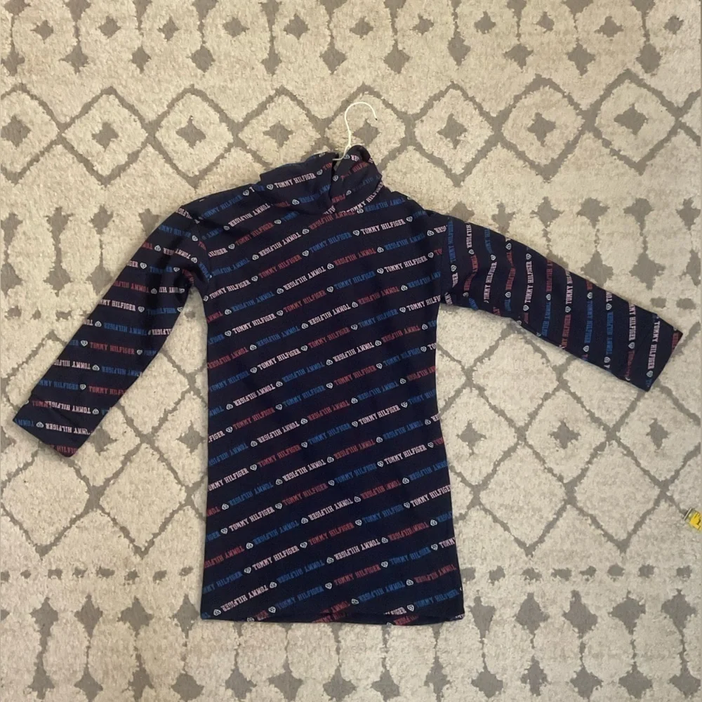 Tommy Hilfiger Girls 6X Signature Print Hoodie Sweatshirt Dress